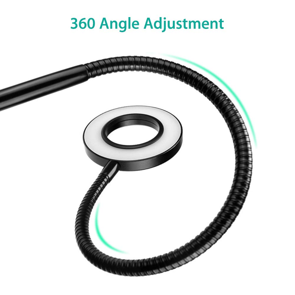 NexiGo 3.5 Inch Dual Selfie Ring Light with Moible Phone & Webcam Holder, 3-Light Modes, 10 Brightness Levels, LED Ringlight with Tripod Stand