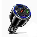 Alanph Car Charger Adapter, 5 Port QC3.0 Fast Charging Car Cigarette Lighter USB Charger, Compatible with iPhone, Android, Samsung, iPad Pro, and More