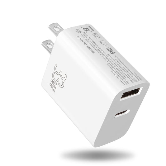 I IBACASE Dual USB C 33W Fast Wall Charger Mini Block QC3.2 Compatible with iPhone iPad Samsung Pixel and More