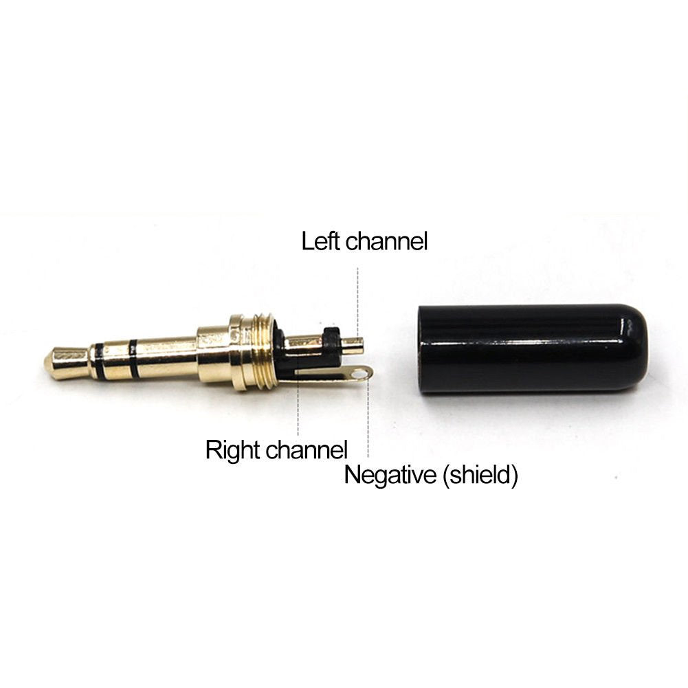 VizGiz 6 Pack Welding 1/8" 3.5mm Plug Audio Solder Male Jack Connector Stereo TRS 3 Pole Metal Earphone Adapter Soldering for DIY Headset Earphone