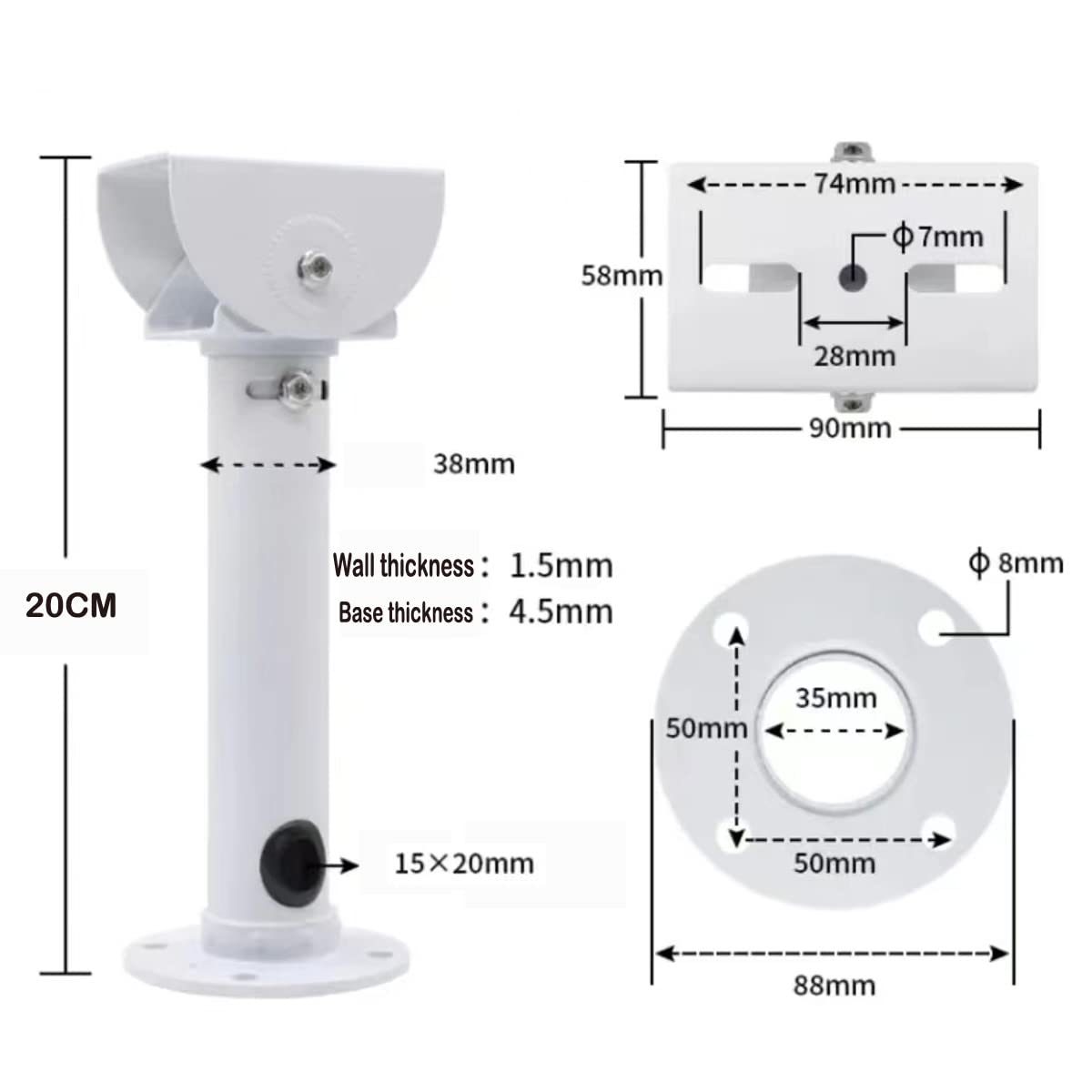 PUYREEINN Surveillance Security Camera Mount Bracket, Adjustable Universal Camera Wall Mounting Bracket for CCTV Security Cameras/IP Cameras/Dome
