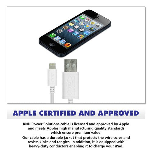Rnd Apple Certified Lightning USB 6Ft Cable (2-Pack) for iPhone (11, Pro, Max, XS, Max, XR, X, 8, Plus, 7, Plus, 6, Plus, 6S, Plus) Ipad (Pro, Air…