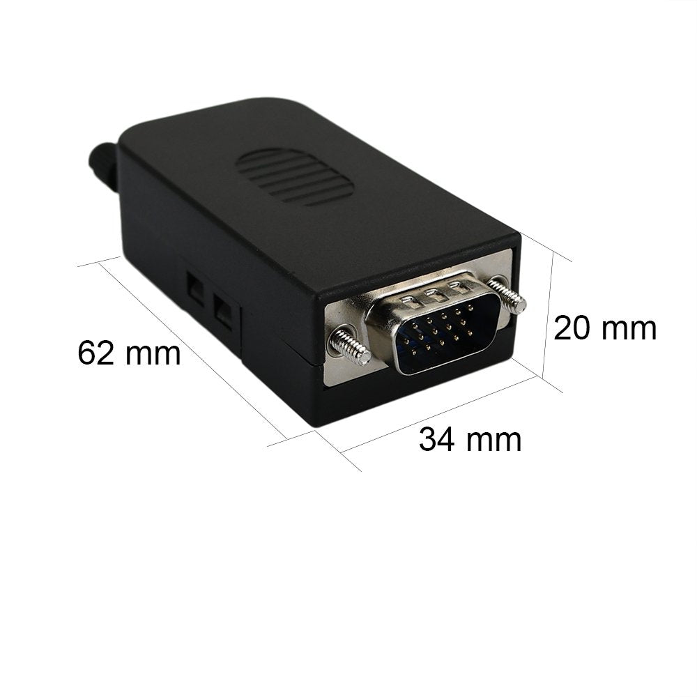 Twinkle Bay D-SUB DB15 Male 15Pin Jack Port to Terminal Breakout Board Connector 3Row Plug, DR15 VGA Male with Case