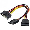 ANRANK High Speed SATA Power 15-pin Male to Dual 15-pin Female Y-Splitter Cable Adapter for HDD Hard Drive