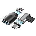 AUCON USB C to USB Adapter Magnetic Connector + USB C Magnetic Adapter Right Angle PD 100W Data Transfer Compatible with MacBook Pro/Air/ Type C…