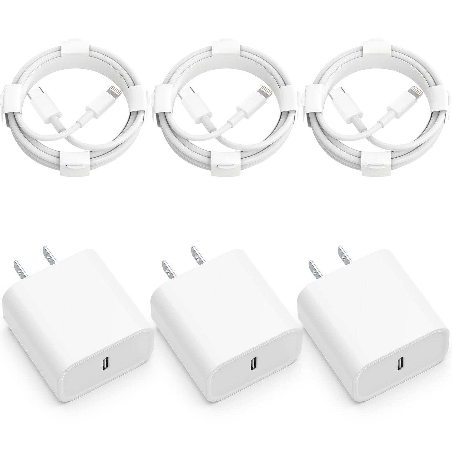 USB C Charger iPhone Charger Fast Charging 3Pack 20W Type C Wall Charger Block with 6FT Long USB C Charger Cable Compatible for iPhone 14Pro/13