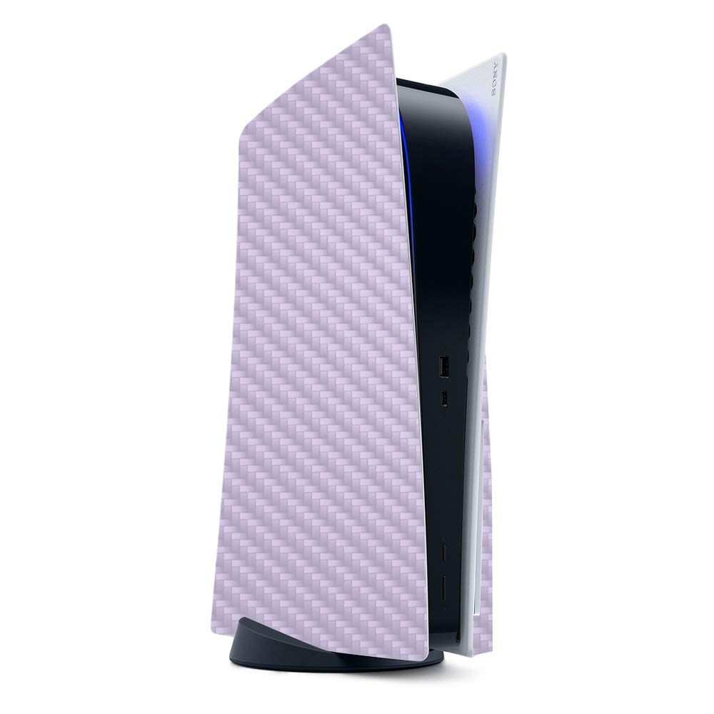 MightySkins Carbon Fiber Gaming Skin for PS5 / Playstation 5 - Solid Lilac | Durable Textured Carbon Fiber Finish | Easy to Apply and Change Style |