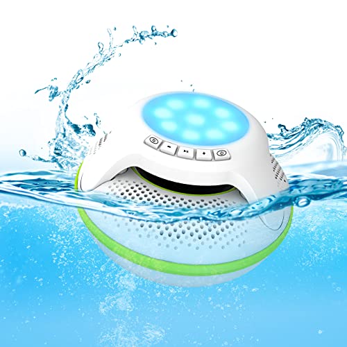 Portable Bluetooth Speakers,Wireless Floating Speaker Stereo with Waterproof IPX7 and Colorful LED Light,10 Meters Bluetooth Range Shower Speaker