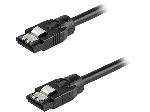 StarTech.com 24 Inch (60cm) Round SATA Cable - Latching Connectors - 6Gbs SATA Data Cord - SATA Hard Drive Power Cable - Black (SATRD60CM)