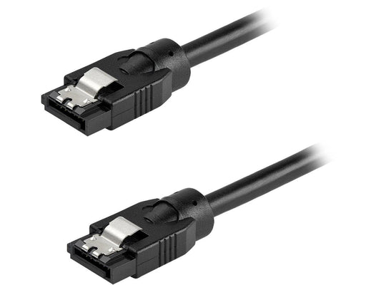 StarTech.com 24 Inch (60cm) Round SATA Cable - Latching Connectors - 6Gbs SATA Data Cord - SATA Hard Drive Power Cable - Black (SATRD60CM)