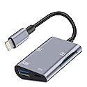 Apple Lightning to SD & TF Card USB Camera Adapter with Charging Port for iPhone/iPad, 4 in 1 Card Reader for USB Flash Drive, Keyboard, Mouse, Hubs