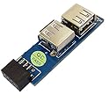 JIUWU 9 Pin USB 2.0 Female Pin Header to Dual USB2.0 Port Adapter-T Type