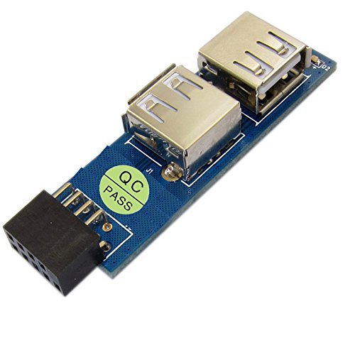 JIUWU 9 Pin USB 2.0 Female Pin Header to Dual USB2.0 Port Adapter-T Type