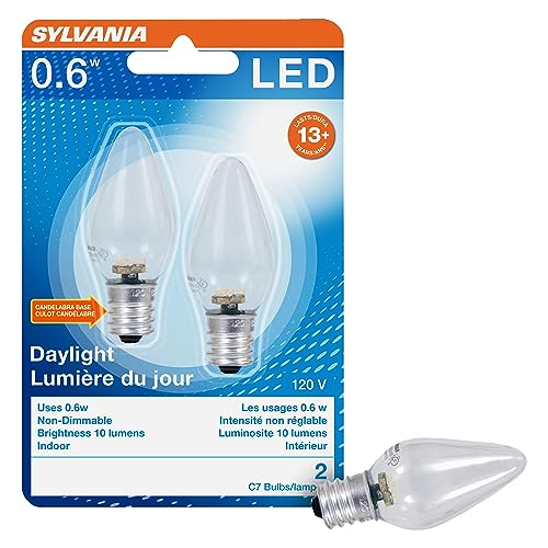 Sylvania LED C7 Accent Light Bulb, Efficient 0.6W, 4 Lumens, 2 Pack
