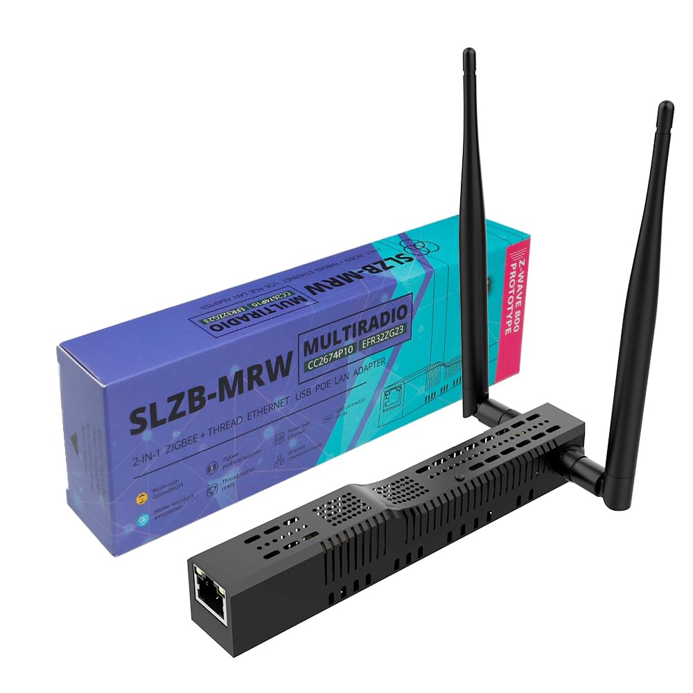 SMLIGHT SLZB-MRW10 Multiradio PoE Adapter - High-Performance Zigbee, Thread & Z-Wave Adapter,Works with Zigbee2MQTT, Home Assistant,ZHA - Dual Antenna