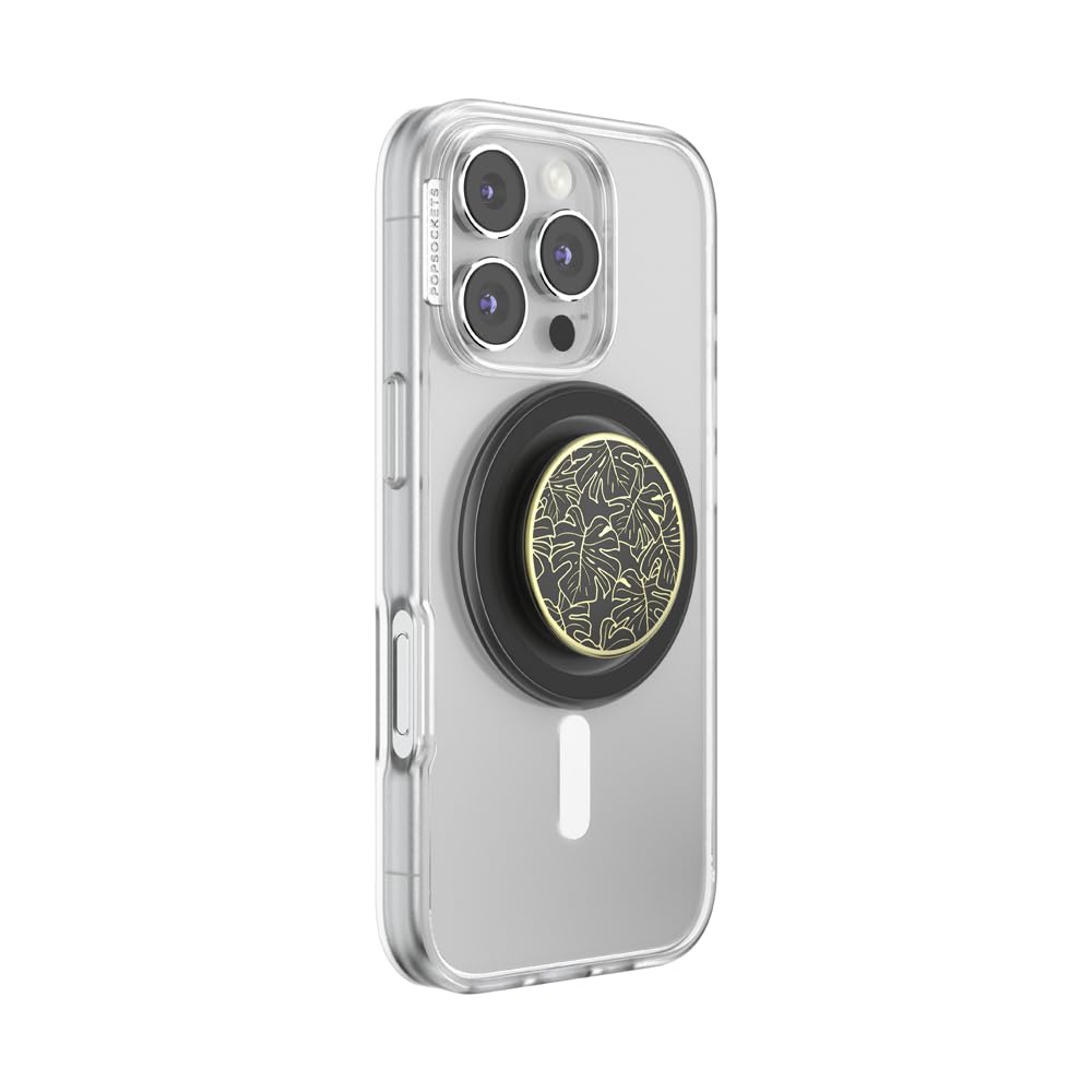 PopSockets Phone Grip for MagSafe, Magnetic Holder, Phone Stand, Enamel - Enamel Monstera