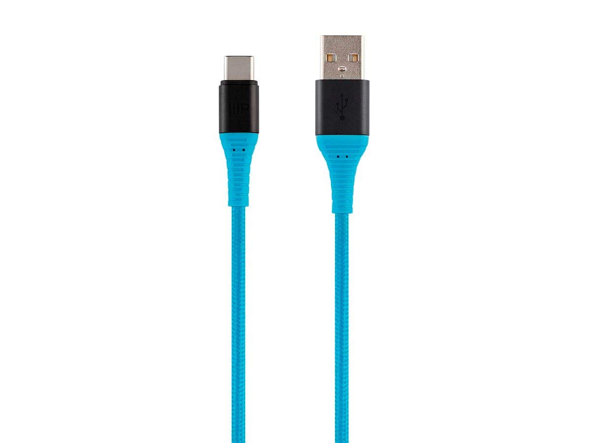 Monoprice USB 2.0 Type-C to Type-A Charge & Sync Cable - Kevlar/Nylon-Braid, 1.5 Feet, Blue - AtlasFlex Series