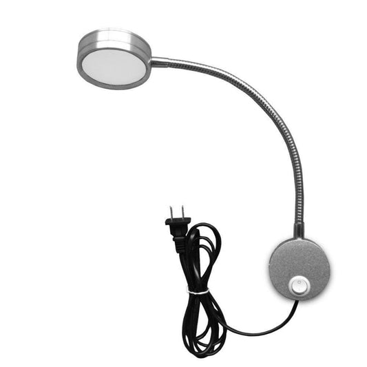 Youngine 5W Plug Wired Flexible Gooseneck Wall Sconce Reading Lamp Art Works Show Accent Light Wall Mount Spot Lamp Fixture with On/off Switch (Round