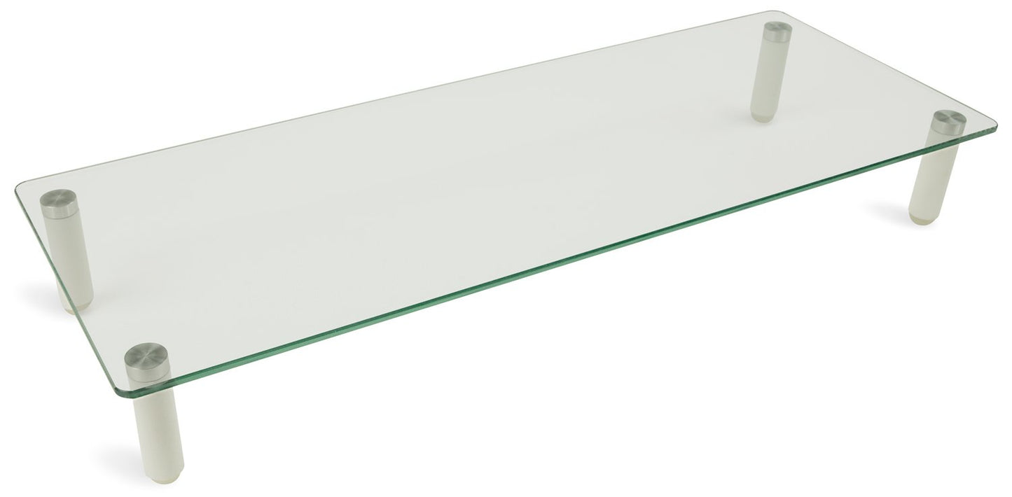 Mount-It! Glass Desktop Monitor Stand Riser | Raised Laptop Stand Organizer | 22 Inches Wide Clear Tempered Glass | Computer Screen TV and Office Desk