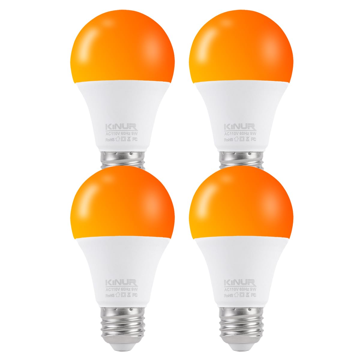 KINUR LED Amber Light Bulbs, A19 9W(60W Equivalent) 1800K E26 A19 Amber Soft Light Bulbs Warm Light for Bedroom, Healthy Sleep, Baby Nursery Light