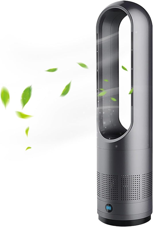 JumpAI heater fan Bladeless Tower Fan with Heating Function, Remote Control, Timer, 2-in-1 Hot and Cool Air, Silent Operation,Quiet Oscillating Fan