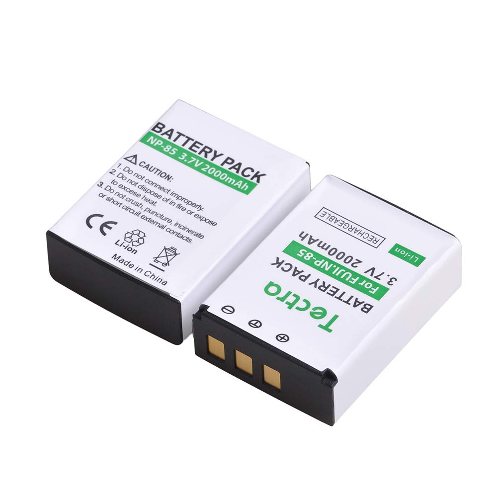 Tectra 2-Pack NP-85 Battery and Charger Kits for Fujifilm FinePix S1, FinePix SL240, FinePix SL260, FinePix SL280, FinePix SL300, FinePix SL305