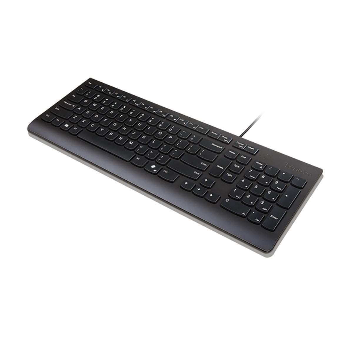 Lenovo Essential Wired Keyboard Black US English - Cable Connectivity - USB Type A Interface - Copilot Hot Key(s) - Windows 10, Windows 11 - English