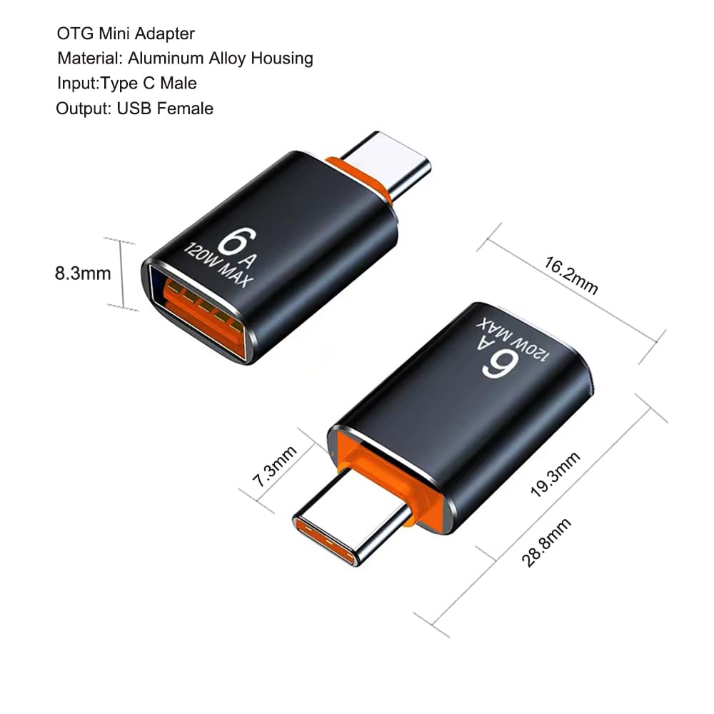 MINCHEN Pack of 10 Black USB C to USB A Adapter, Upgraded 120W 10Gbps High Speed Type C to USB Adapters Compatible with Smartphone, PC, Laptop…