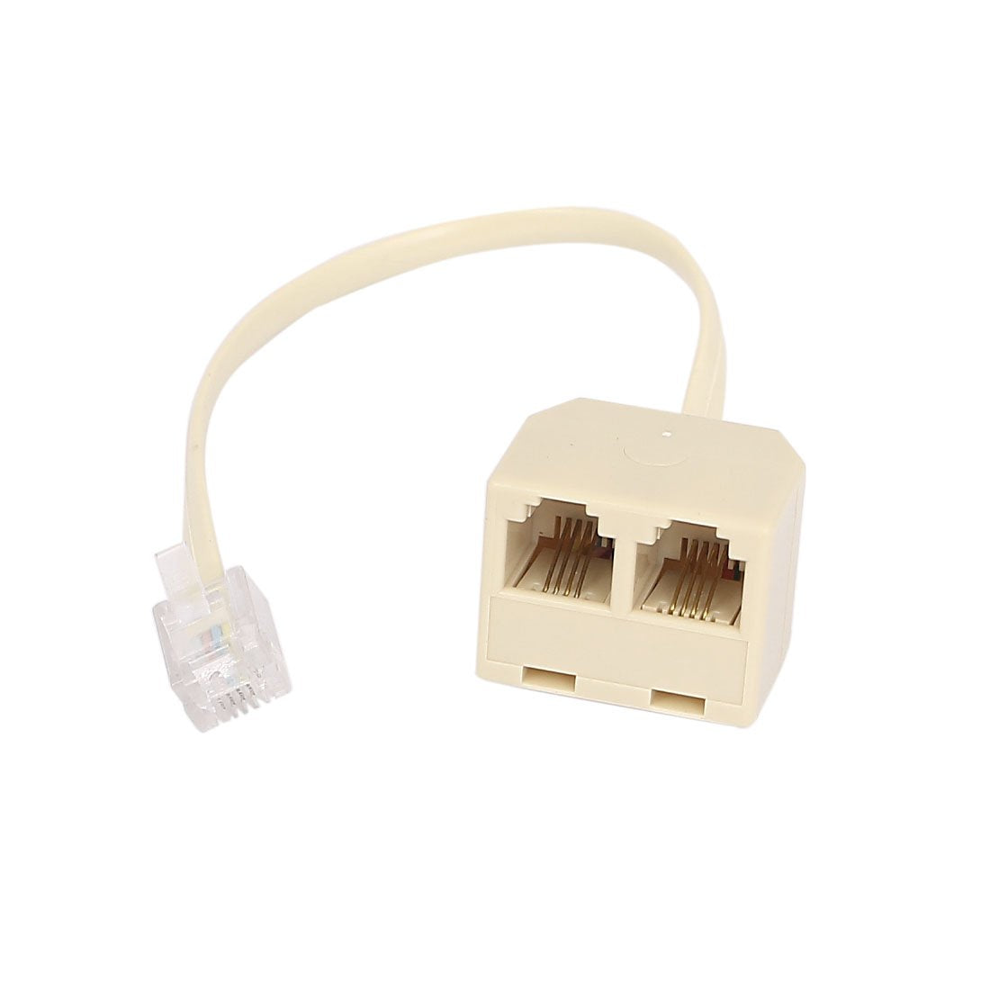 uxcell RJ11 6P4C 1 Male to 2 Female Telephone Line Splitter Connector Beige