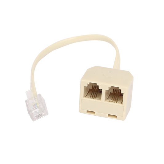 uxcell RJ11 6P4C 1 Male to 2 Female Telephone Line Splitter Connector Beige