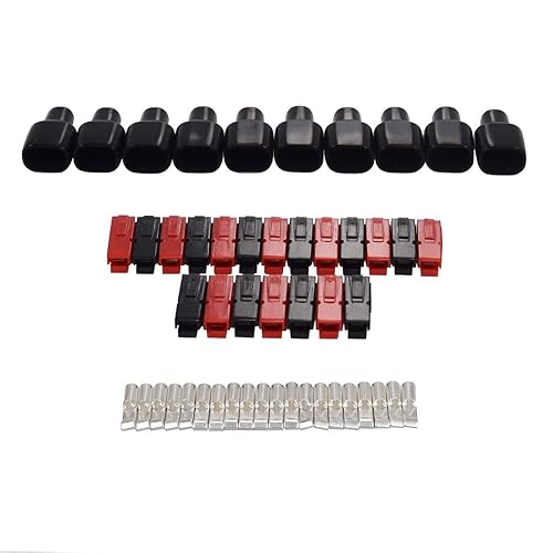 30A Battery Connectors Contacts Modular Power Supply Battery Connectors for 30 AMP 30 A,10 Pcs Black Housings+10 Pcs Red Housings+20 Pcs Contacts+10