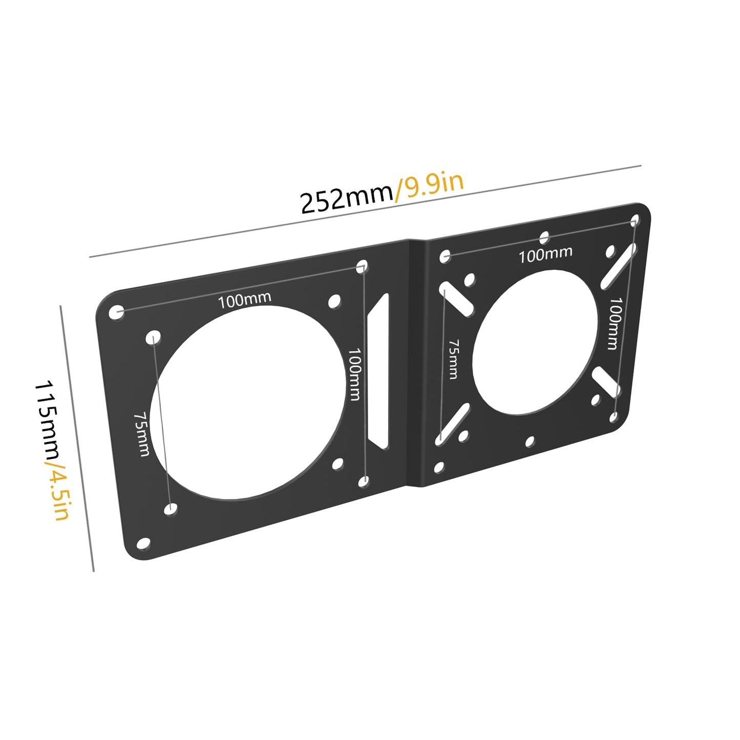Monzlteck VESA Mount Adapter Plate for Mac mini M4 & NUC - Universal Extension Bracket for Mini PCs, Fits 75x75mm & 100x100mm VESA Monitor Arms