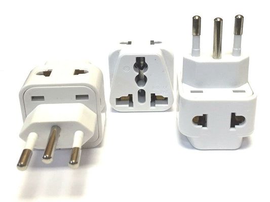 CKITZE BA-13-3P Grounded Universal 2-in-1 Plug Adapter Type N for Brazil - 3 Pack