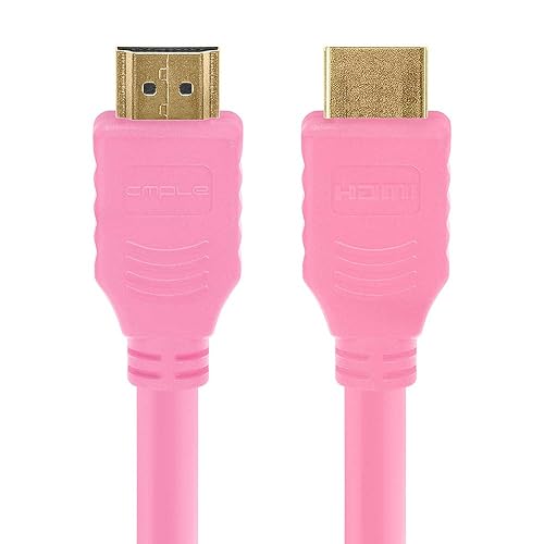 Cmple - HDMI Cable 1.5FT High Speed HDTV Ultra-HD (UHD) 3D, 4K @60Hz, 18Gbps 28AWG HDMI Cord Audio Return 1.5 Feet Pink