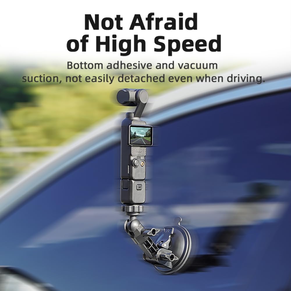 BTG Pocket 3 Suction Cup Mount, Windshield Window Dash Holder Kit for Insta360 X5 X3 X4 Go 3S for Gopro Max Mini Hero 13 12 11 10 9 Pocket 3 Action 5