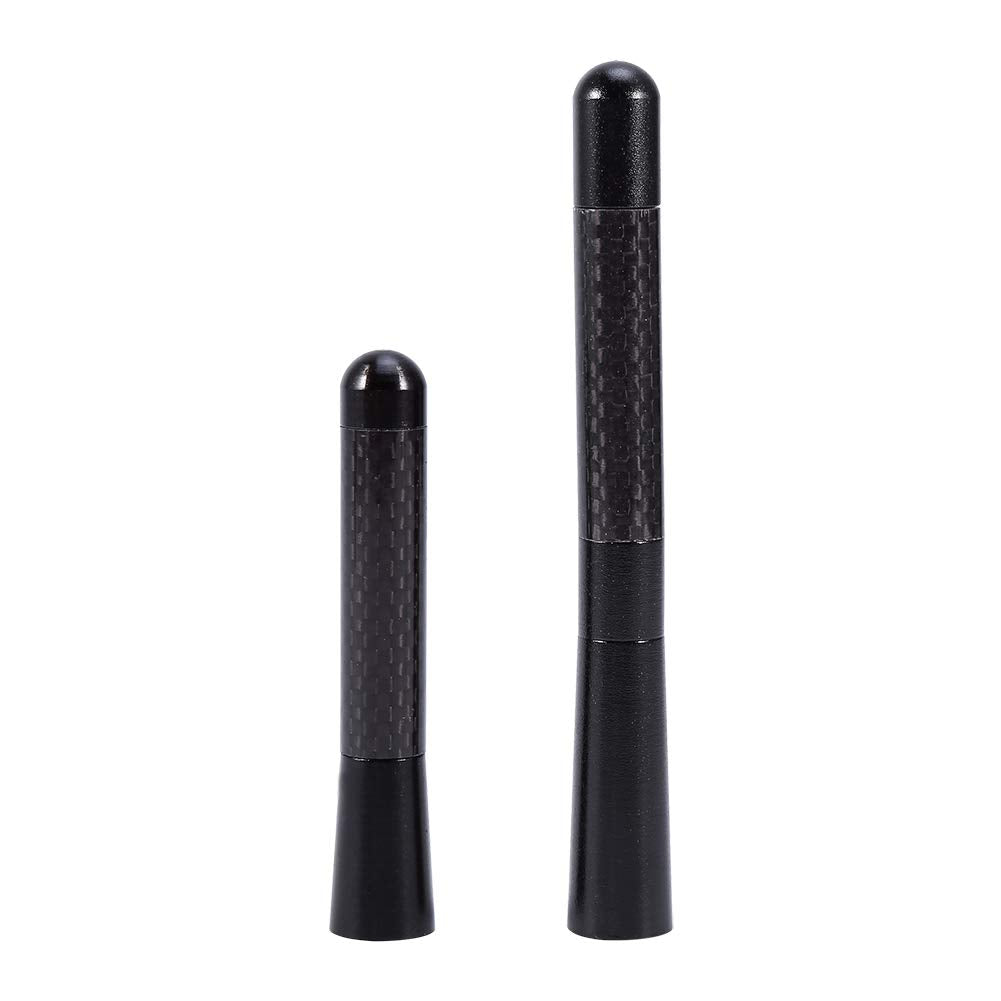 Keenso 80mm/120mm Black Carbon Fiber Screw Aluminum Car Short Radio Antenna Set Universal Aluminum Receiving Antenna Auto Accessories Antennas