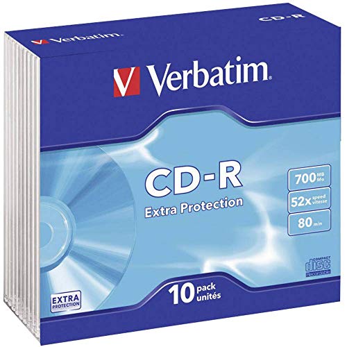 Verbatim CD-R 80/700MB Slim Case, Pack of 10