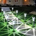 Eyrosa Solar Outdoor Lights, 10 Pack Waterproof Stainless Steel Solar Stake Lights for Pathway Garden Yard Path Walkway Driveway Lawn Patio Outside
