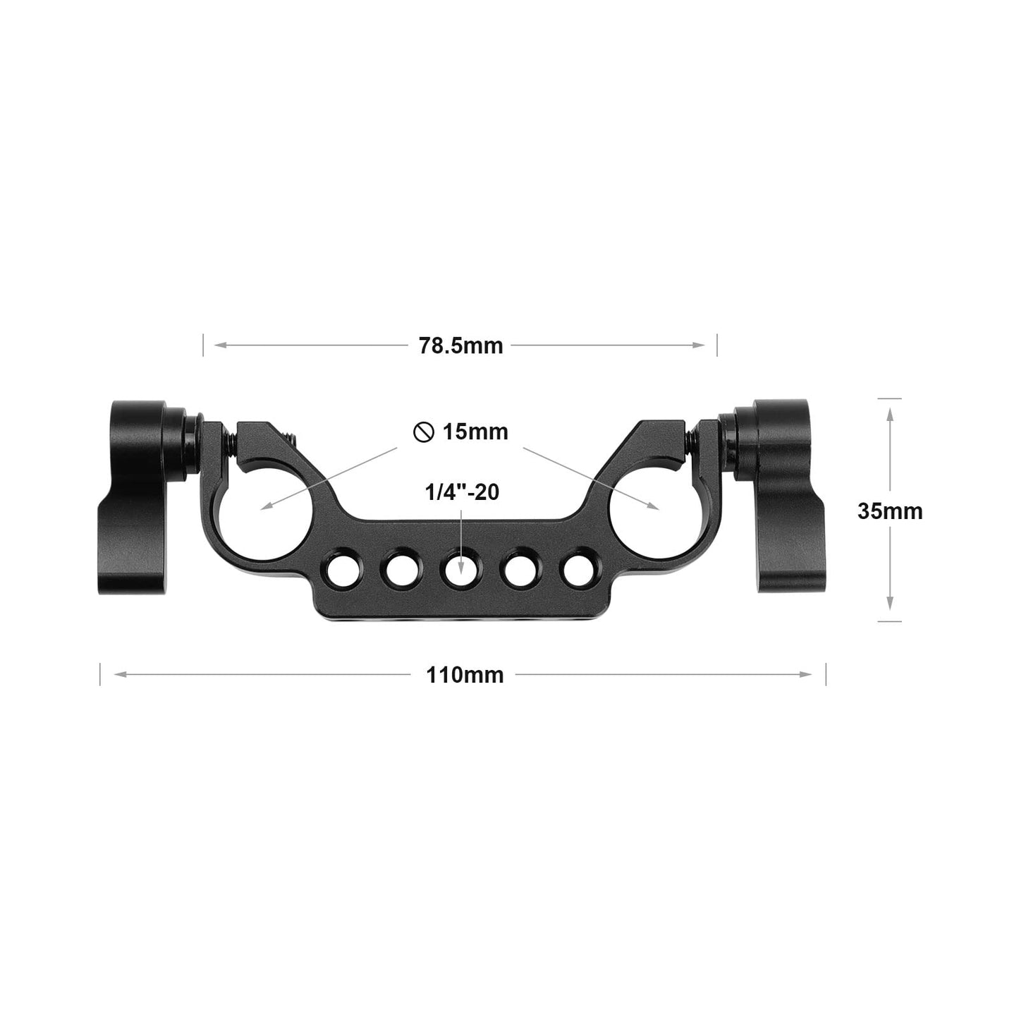 SZRIG 15mm Rail Rod Clamp with 1/4"-20 Thread Black Knob for DLSR Camera Rig Cage Baseplate Photo Studio