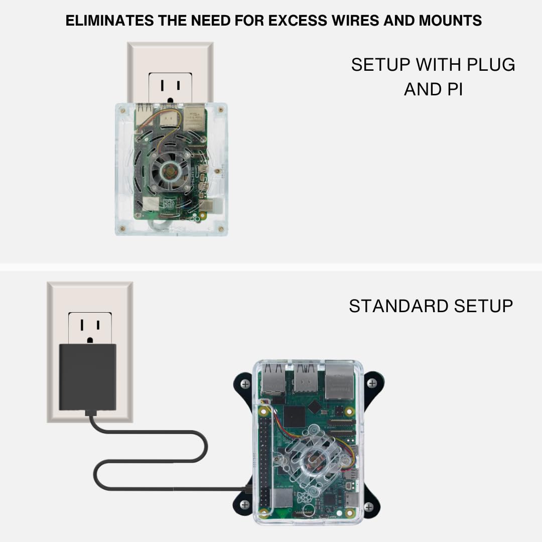 Vilros Plug 'n' Pi for Raspberry Pi 5-A Raspberry Pi Fan Cooled Case and Power Supply All in one Solution -Ideal for SSH-Headless Usage (Clear