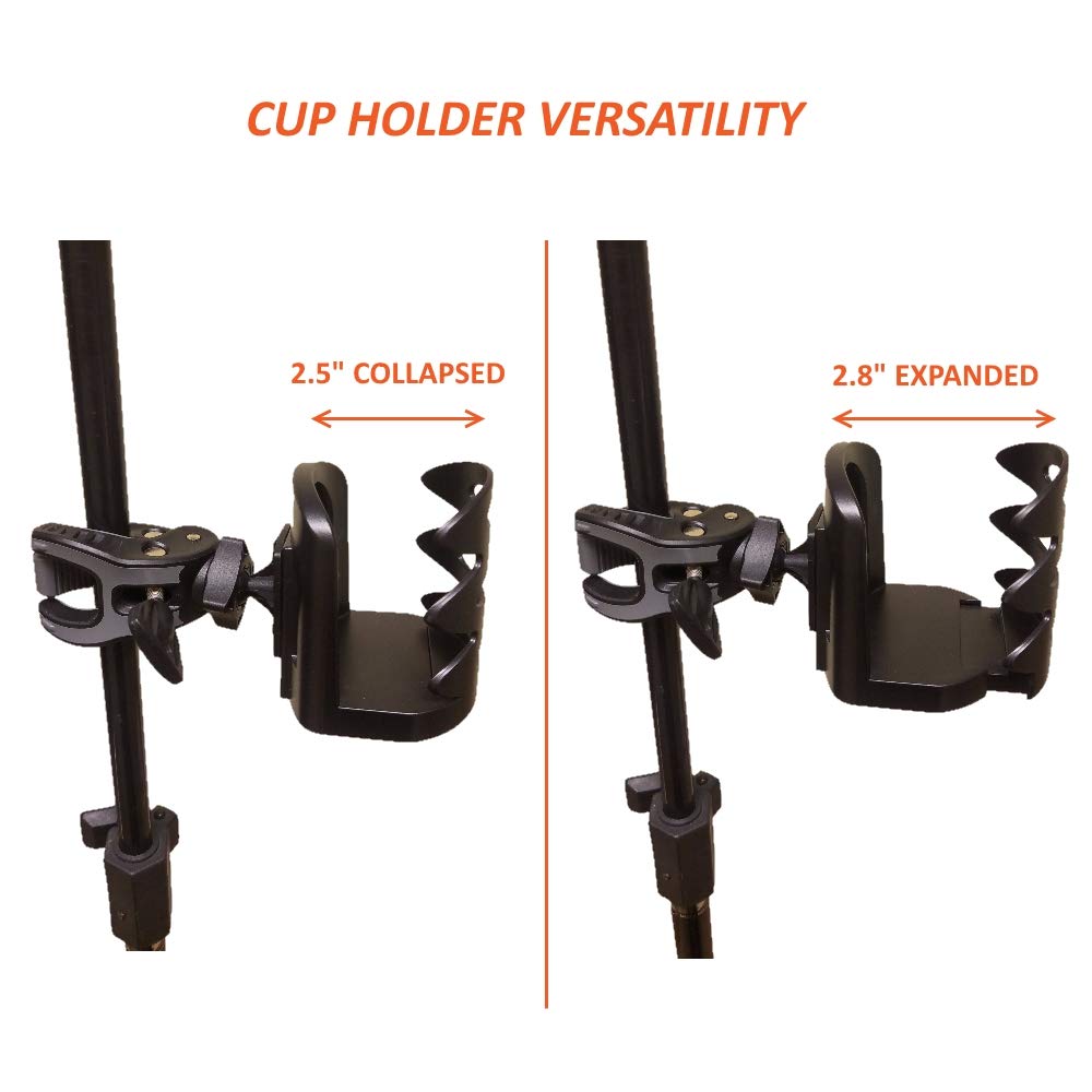 Crescendo CR-25 Drink Bottle Holder - Cup Caddy - Water, Other Beverage - Mount Clamp Accessory for Mic Stand, Handle Bar, Pole, Music or Microphone