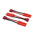 BDHI 3pcs T Plug Female to HXT 4.0mm Male Bullet Connector Adapter Cable - 14awg 5cm Wire(B143-3)