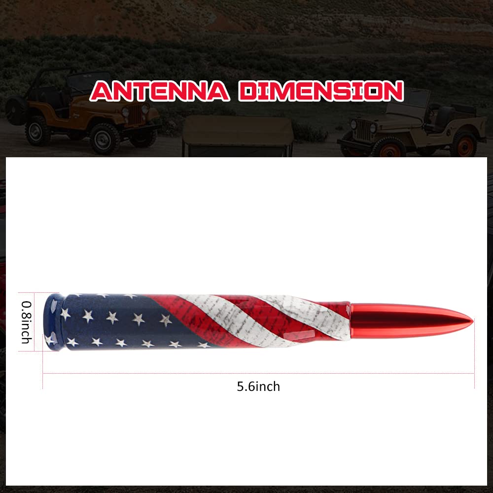 for Jeep Gladiator Antenna, 5.5 Inch Car Radio Replacement Car Wash-Proof American Flag Design Radio Antenna Compatible with Jeep Wrangler JK JL JT