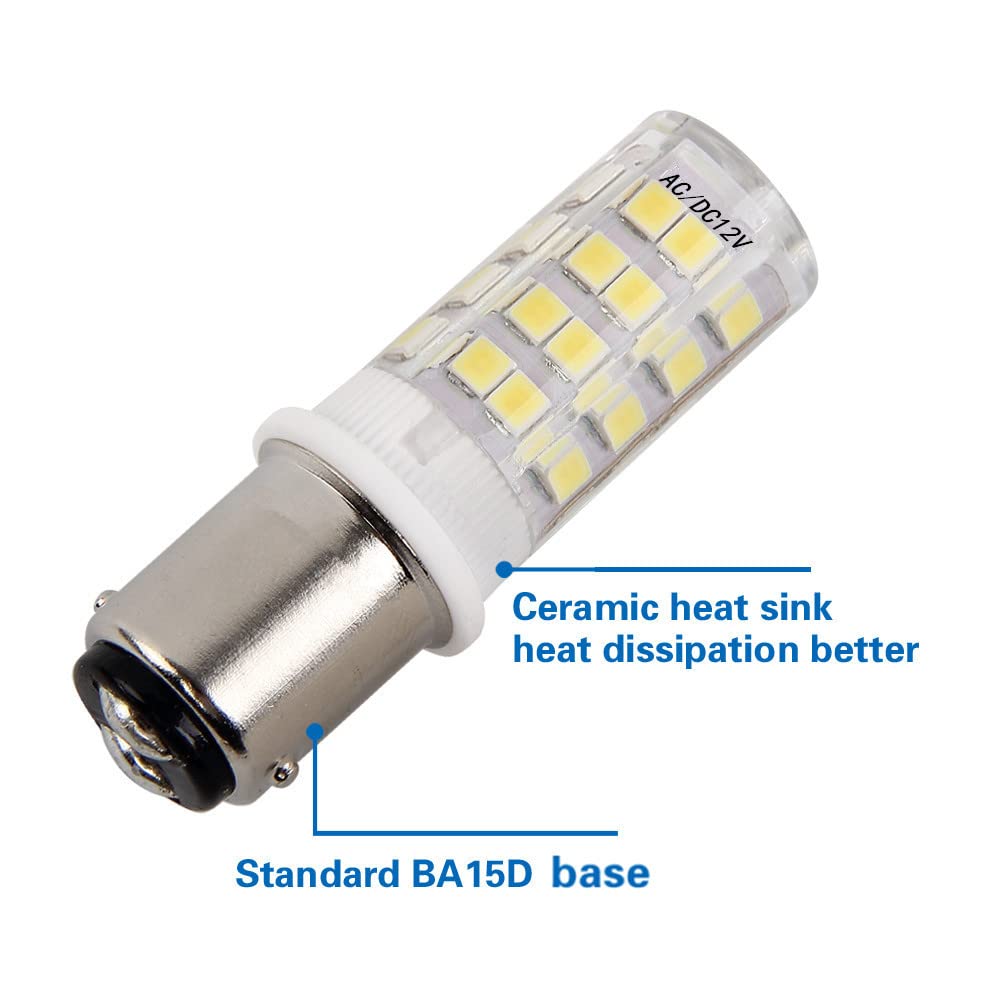 HRYSPN 5W Ba15d LED Light Bulb 12V 24V Daylight White 6000K 35W Equivalent, Double Connect SBC Bayonet LED Replacement Lamp for Interior RV Camper