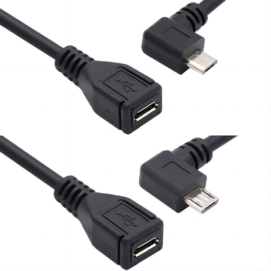 chenyang CY Micro USB 2.0 Male to Micro USB 2.0 Female Extension Cable Left & Right 90 Degree Angled Full Pin Connected 0.5M