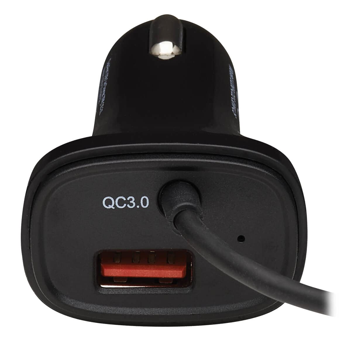 Tripp Lite USB Dual Port Car Charger, USB-C 18W QC 3.0 and USB-A 12W Dual Port USB Car Charger, Coiled USB Charging Cable, Black (U280-C02-30W-C6)