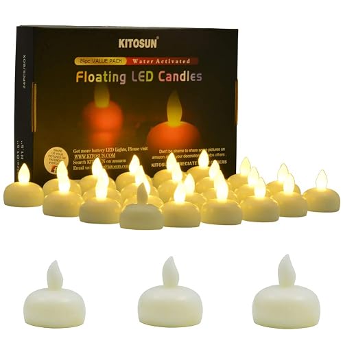 KITOSUN Floating Candles Waterproof Flameless Flickering LED Tea Lights Water Activated Battery Operated Led Candles for Proposal Wedding Bar Party