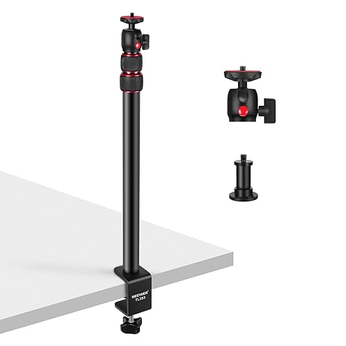 NEEWER Extendable Camera Desk Mount with Ball Head, 17"-40" Adjustable Table Light Stand with 1/4" Screw & C Clamp for DSLR Camera, Ring Light, Live