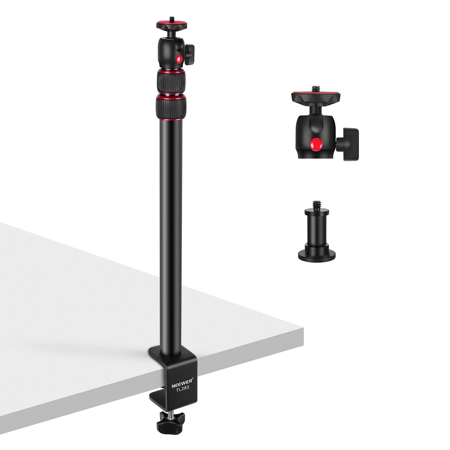 NEEWER Extendable Camera Desk Mount with Ball Head, 17"-40" Adjustable Table Light Stand with 1/4" Screw & C Clamp for DSLR Camera, Ring Light, Live