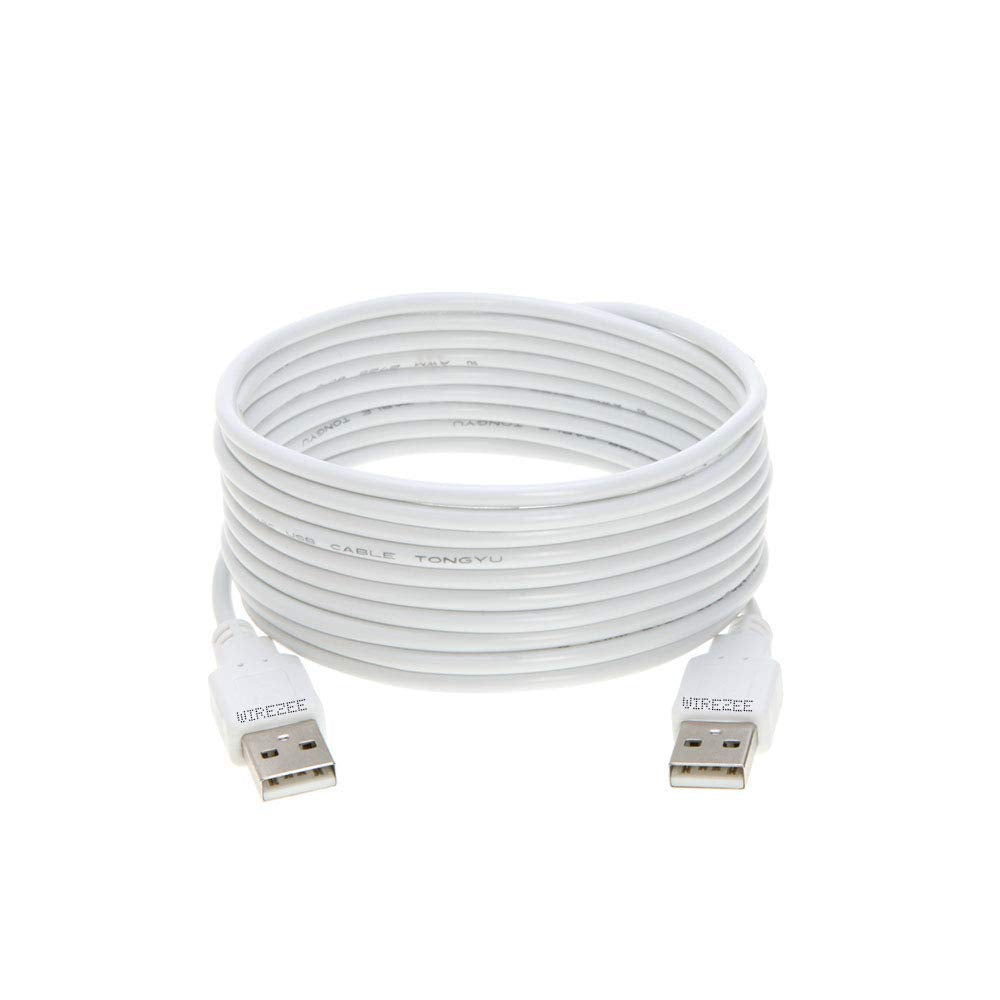 USB 2.0 Type Cable A Male to A Male Black/White 3Ft, 6Ft, 10Ft, 15Ft (10FT, White)